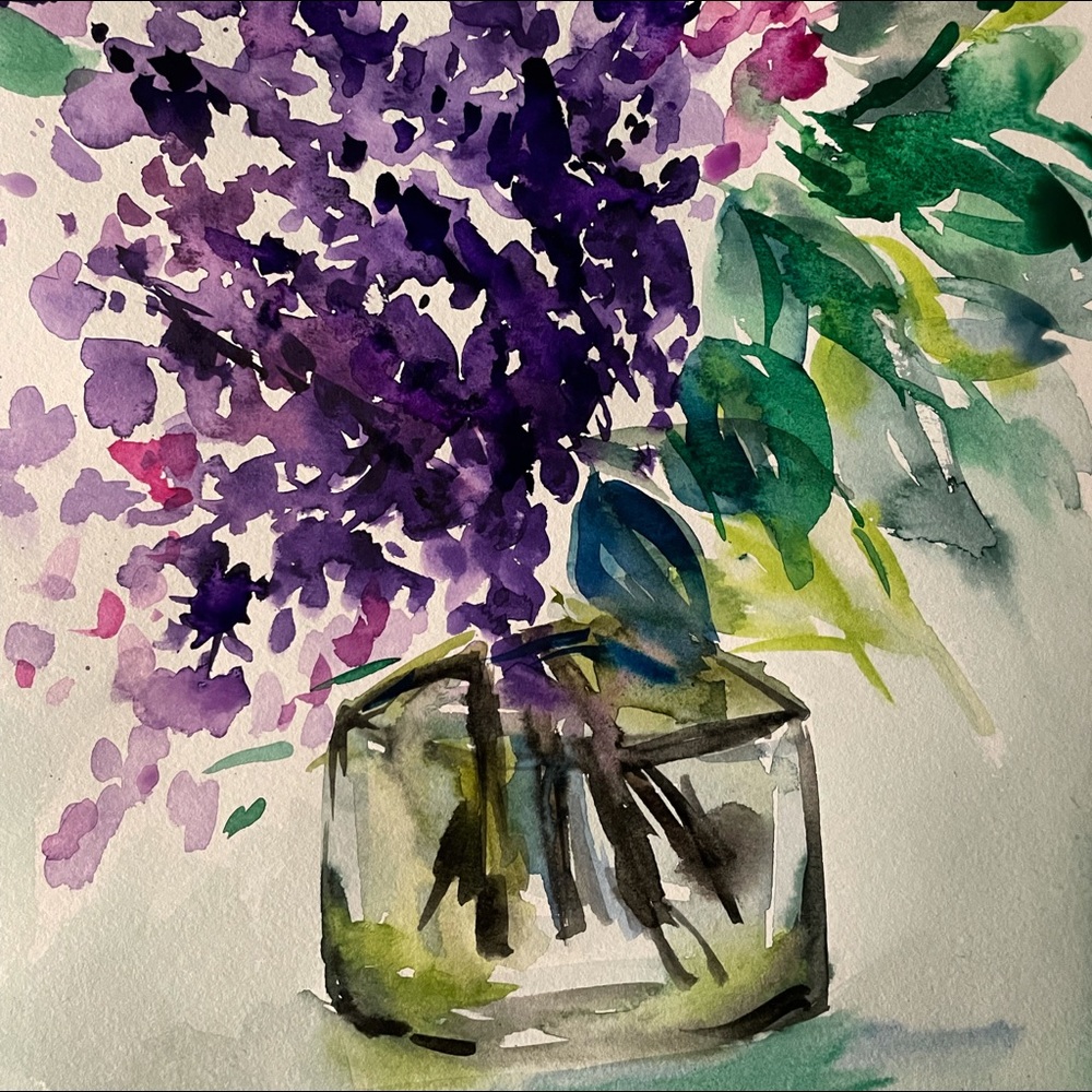 Floral watercolor painting 💜💐💜💐💚
